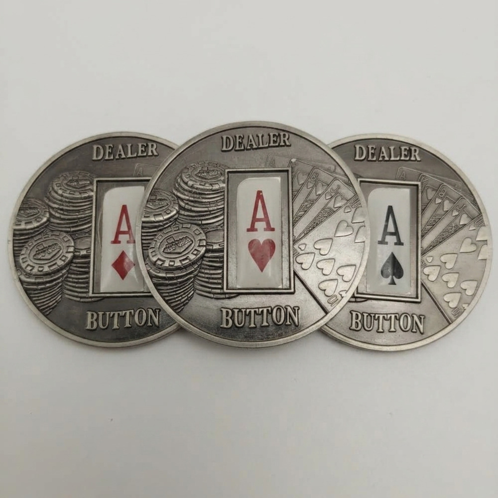 Lot of 3 Palau 2008 Poker Dealer Button $1 Coins - Spades Hearts Diamonds
